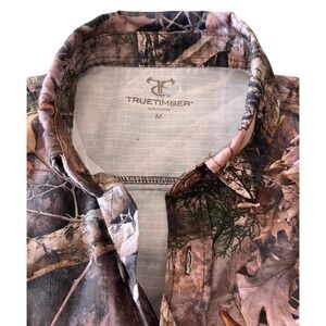 TRUE TIMBER Camo Long Sleeve Button Up Shirt Men's Size Medium Hunting Outdoor